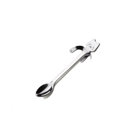 Cuchara  de Acero Inoxidable con Diseño de Gato para Postres