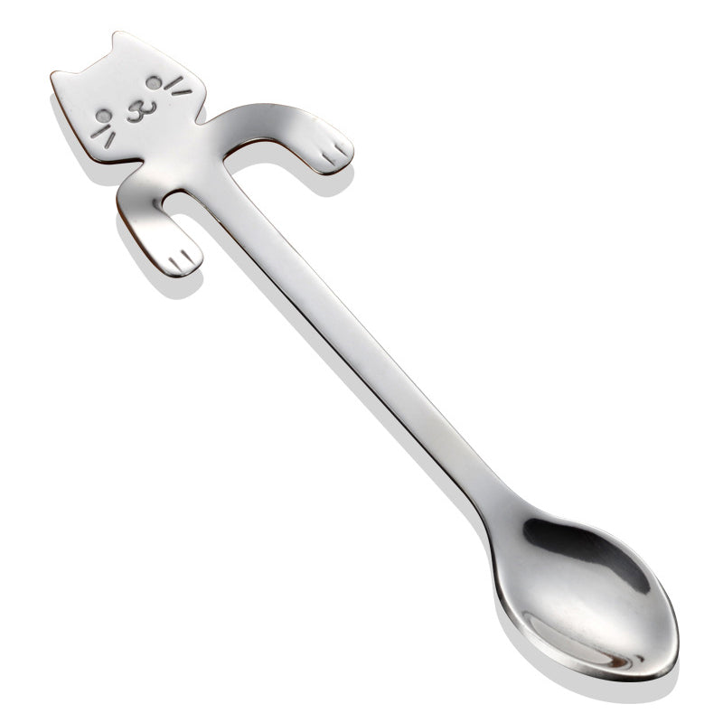 Cuchara  de Acero Inoxidable con Diseño de Gato para Postres