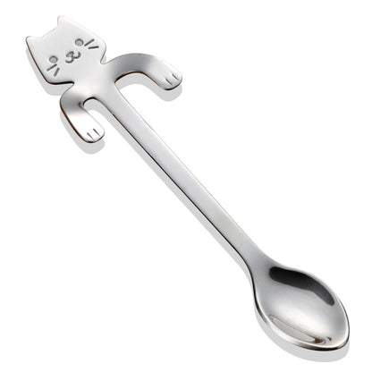 Cuchara  de Acero Inoxidable con Diseño de Gato para Postres