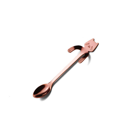 Cuchara  de Acero Inoxidable con Diseño de Gato para Postres