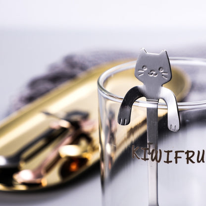 Cuchara  de Acero Inoxidable con Diseño de Gato para Postres