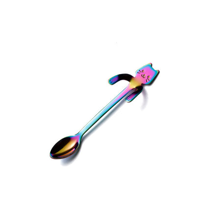 Cuchara  de Acero Inoxidable con Diseño de Gato para Postres